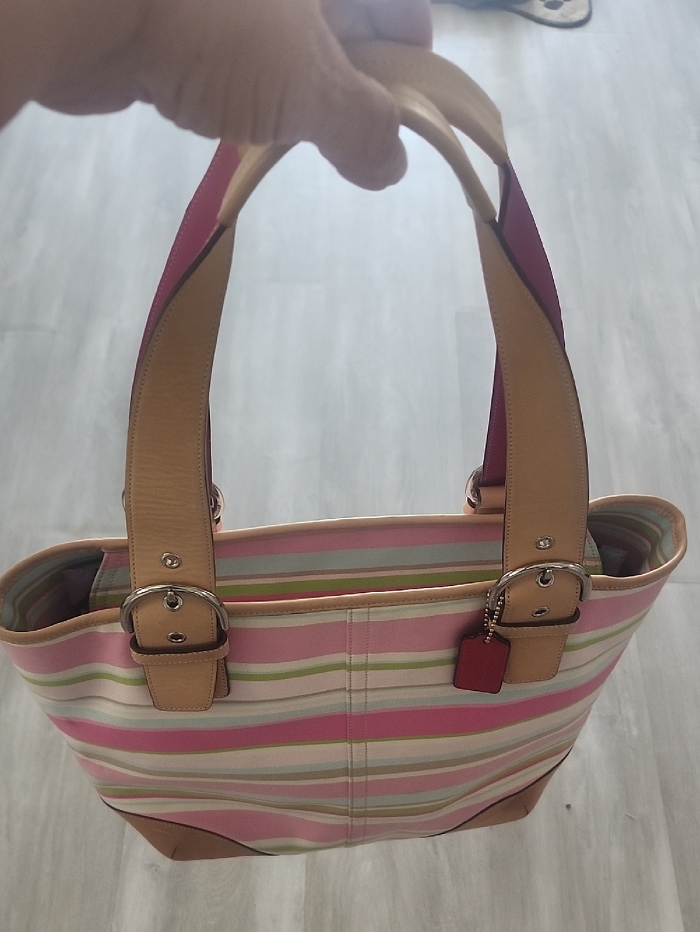 Vintage Coach Hampton Weekend Multi-Colored Stripped Tote - Picture 2 of 12